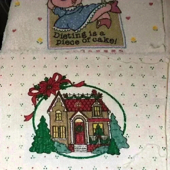VTG 7 cut in half kitchen towels for crafting retro 90s look - Picture 3 of 3